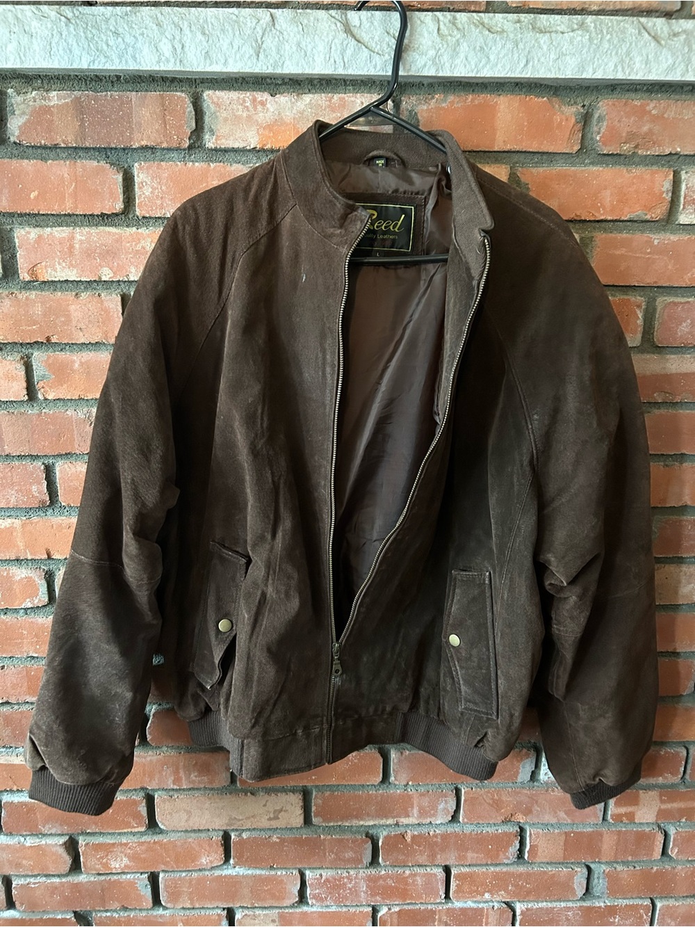 Men's Brown Leather suede Bomber Jacket